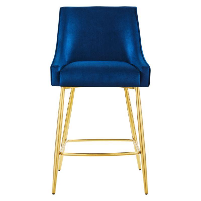 Navy Gold Brushed Metal & Velvet 25" Counter Stool