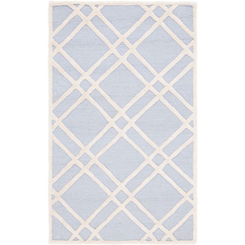 Hand-Tufted Cambridge Light Blue & Ivory Wool Area Rug - 3' x 5'