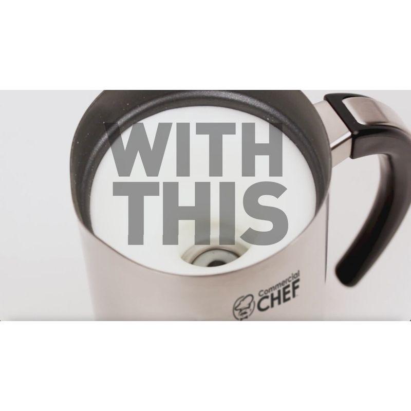 COMMERCIAL CHEF Milk Frother with 360 Cordless Base, Stainless Steel