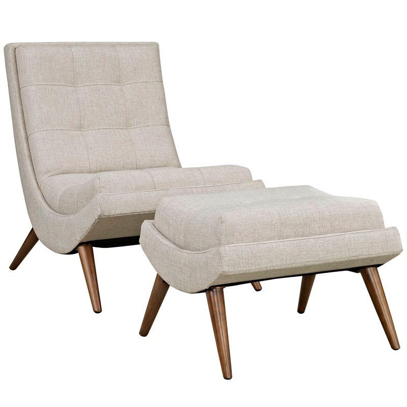 Modway Ramp Mid Century Fabric Lounge Chair Set