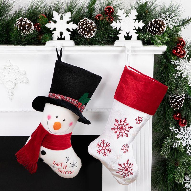 19'' Red and White Velvet Snowflake Christmas Stocking