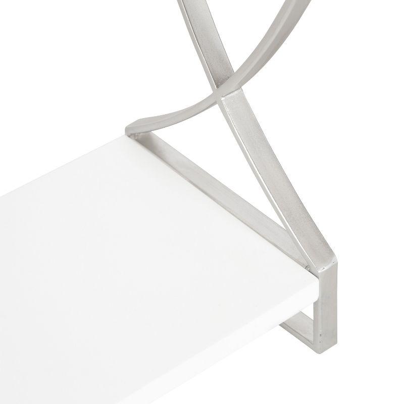 Arietta 3-Tier White and Silver Metal Wall Shelf