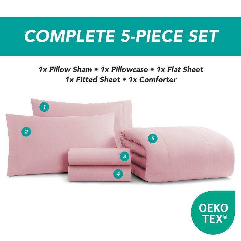 Arkwright Home Family Essentials Bed in Bag 5 Piece Set - TWIN - Rose