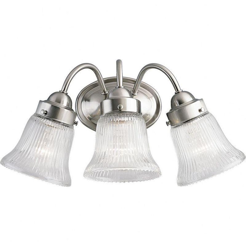 Progress Lighting Brookside 3-Light Bath & Vanity BN, Brushed Nickel, Fluted Glass