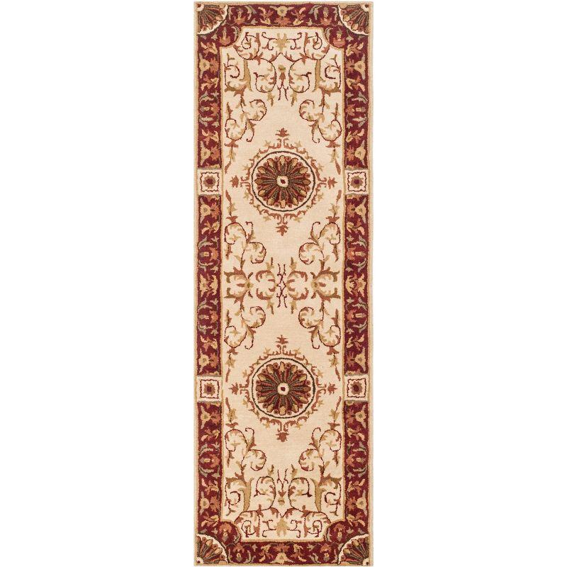 Ivory and Red Hand-Tufted Wool Area Rug 30" x 7"