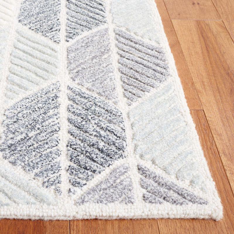 Gray Geometric Tufted Wool and Viscose Area Rug, 6' x 9'