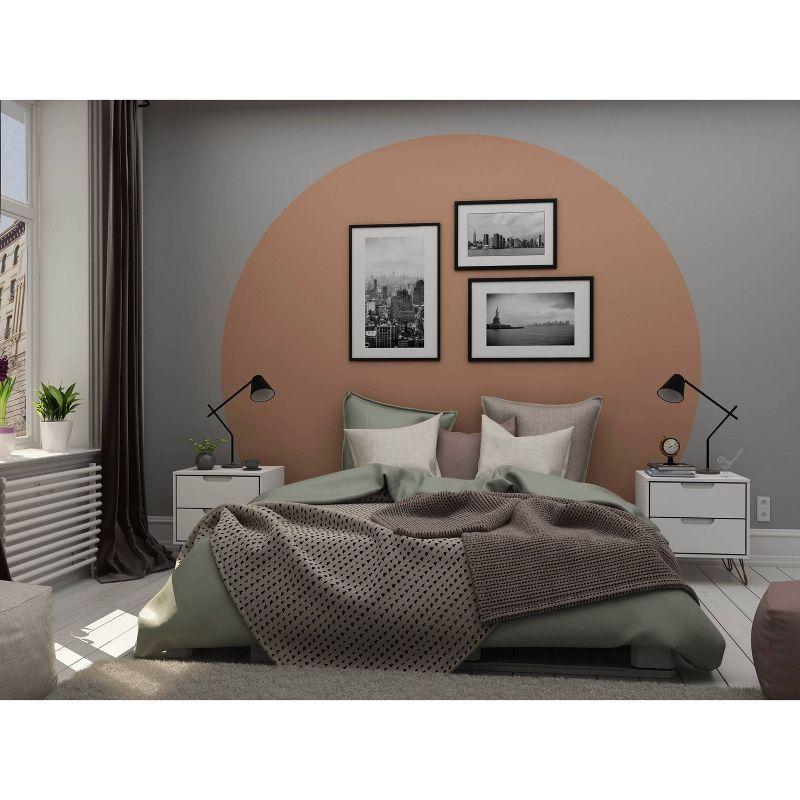 Set of 2 Rockefeller 2 Drawer Nightstands White - Manhattan Comfort: Modern Splayed Metal Legs, MDF