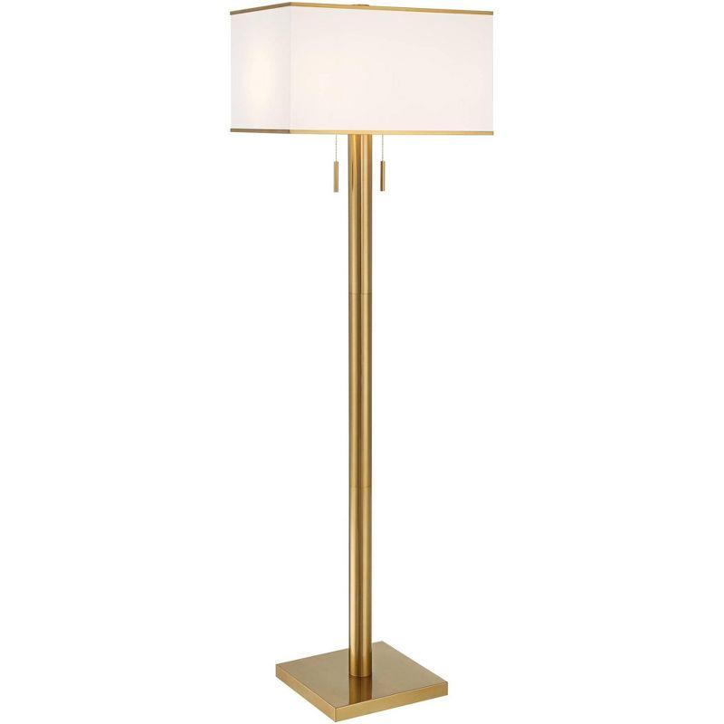 72" Tall White Linen Shade Gold Floor Lamp