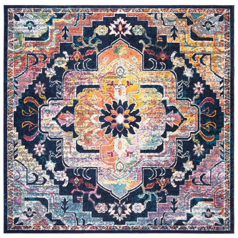 Crystal CRS501 Loomed Indoor Area Rug - Navy/Fuchsia - 7'x7' - Safavieh