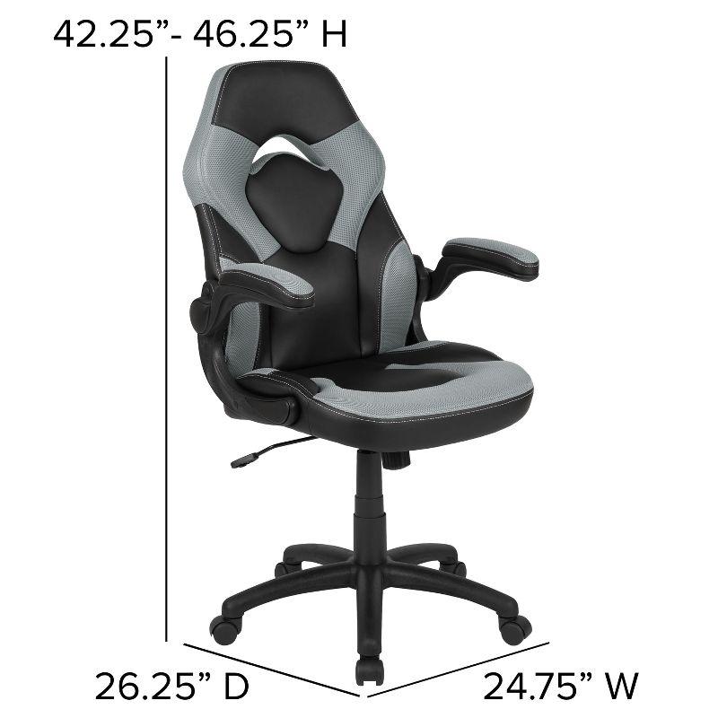 Gray and Red Gaming Desk with Ergonomic Chair Set