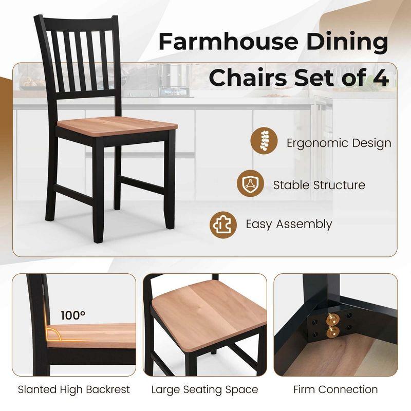 Set of 4 Dining Chair Kitchen Black Spindle Back Side Chair with Solid Wooden Legs