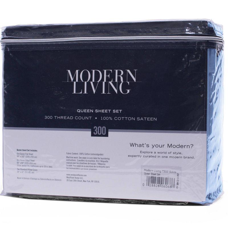 Modern Living 300 Thread Count 100% Cotton Sateen Sheet Set