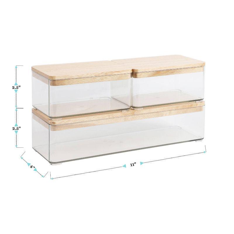 Thomas Martha Stewart Stackable Plastic Storage Box Set with Wooden Lids