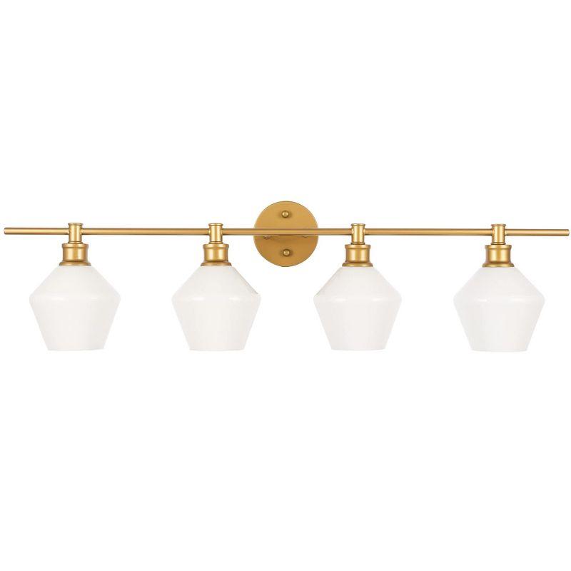 Elegant Lighting Gene 4 light Brass and Frosted white glass Wall sconce