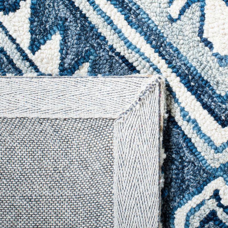 Blue and Ivory Hand-Tufted Wool Square Rug