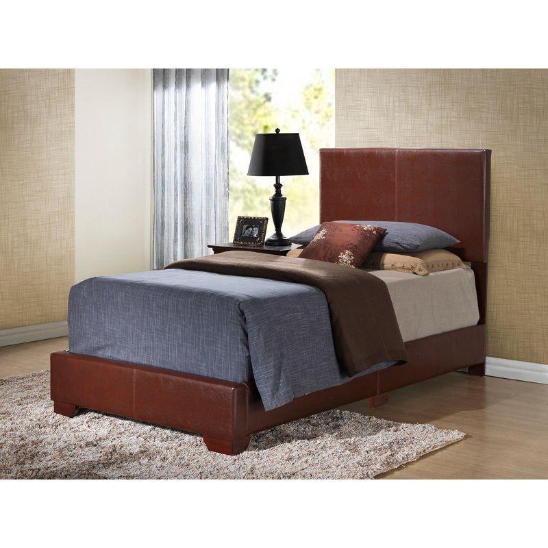 Aaron Light Brown Upholstered Twin Bed with Headboard