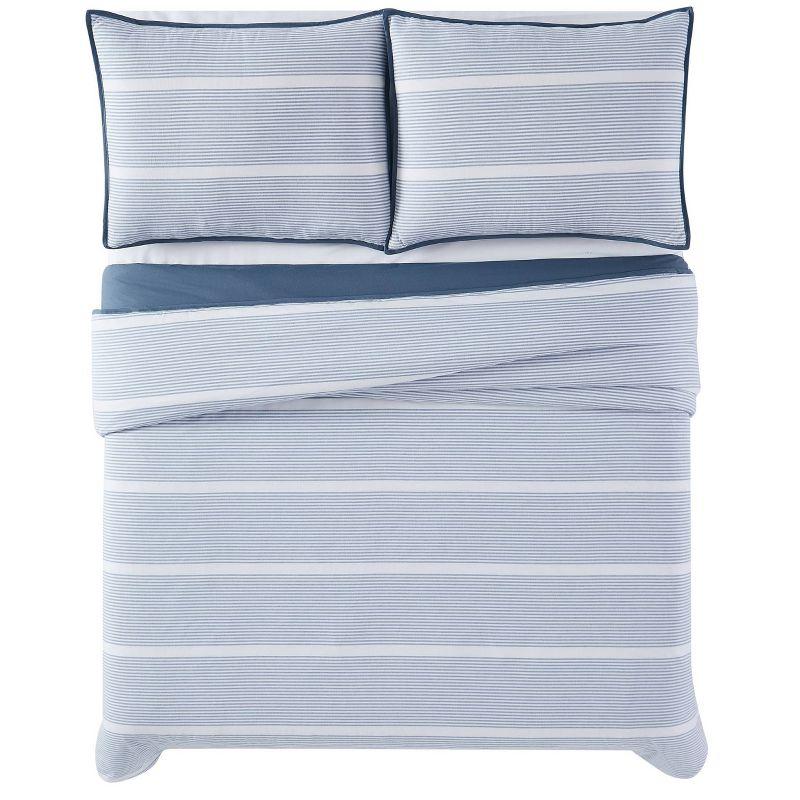 Brooklyn Loom 2pc Twin/Twin XL Niari Yarn Dye Stripe Comforter Set Blue: Machine Washable, OEKO-TEX Certified