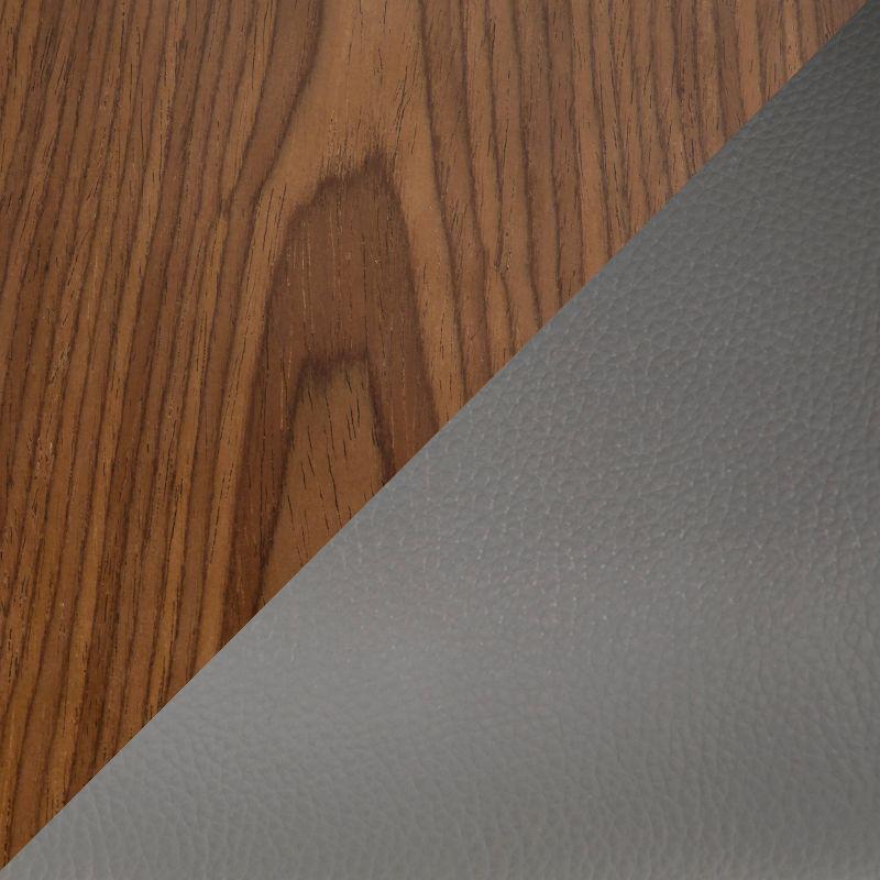 LumiSource Set of 2 Gianna Counter Height Barstools Walnut/Gray: Mid-Century Modern, Swivel, Faux Leather Upholstery