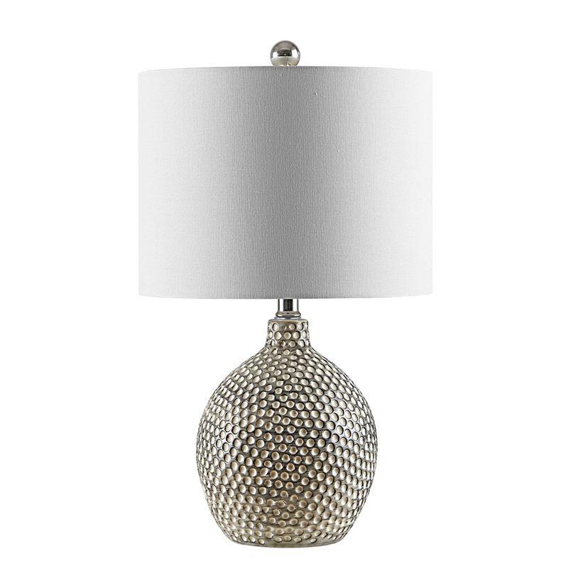 Breeda 20.5" Silver Ceramic Table Lamp with White Drum Shade