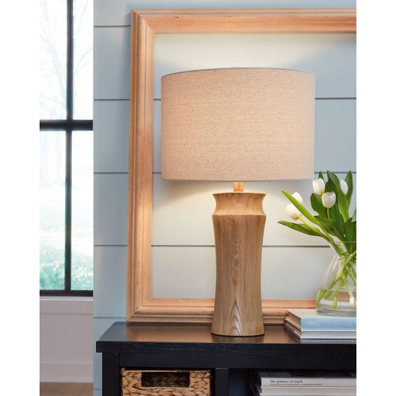 Signature Design by Ashley (Set of 2) Orensboro Table Lamps Brown/Beige: Farmhouse Chic, Resin Body, Drum Shade, UL Listed