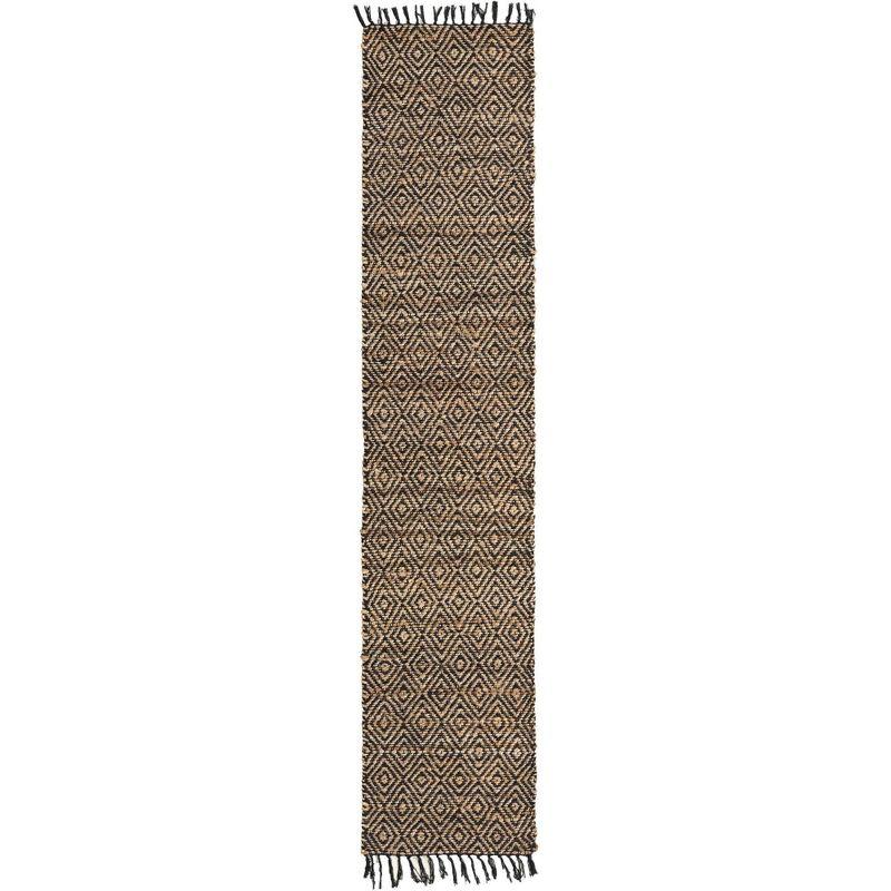 Black and Natural Geometric Braided Jute Runner