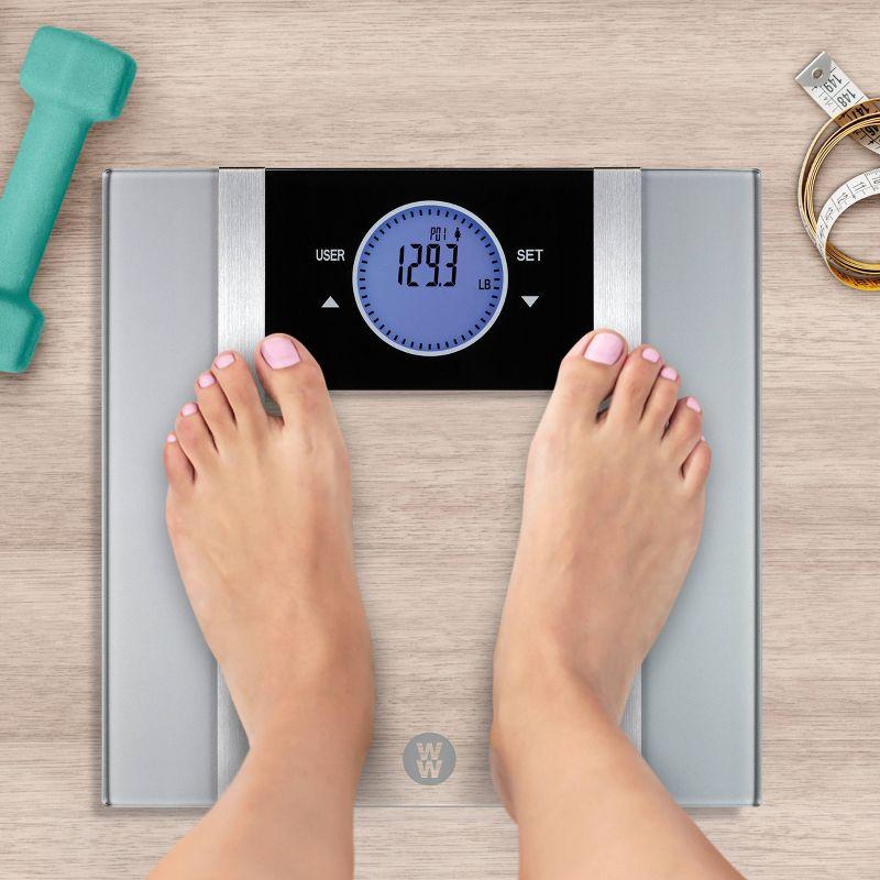 Glass and Stainless Steel Body Analysis Scale with Blue Backlit Display