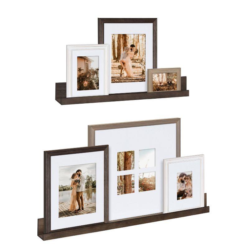 Classic White and Rustic Gray Wood Wall Frame and Shelf Kit