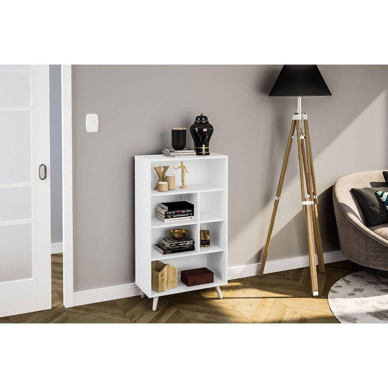 40.75" Sidney 4 Shelf Bookshelf White - Polifurniture: Modern Style, Particle Board, for Dorm Use