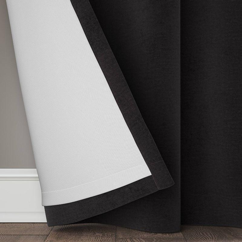 Black Velvet Blackout Rod Pocket Window Curtain Panel