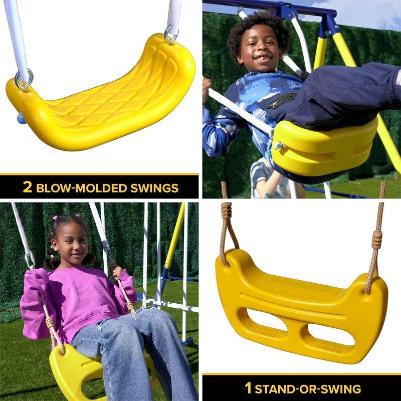 Sportspower Royal Fun Metal 2 Standing Swing with 2 Kids' Roman Glider Swing and 38" Saucer Swing Set