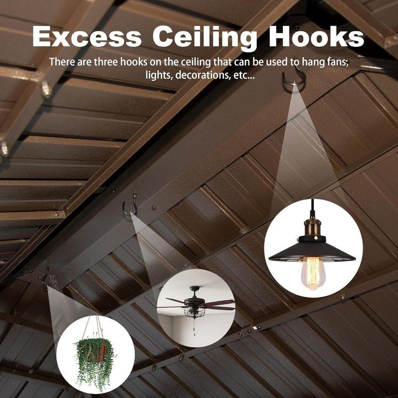 HomeViewto Hardtop Grill Gazebo, Outdoor BBQ Gazebo With Double Galvanized Steel Roof, Patio Grill Canopy With 2 Cabinets And Ceiling Hooks For Backyard, Lawn, Garden