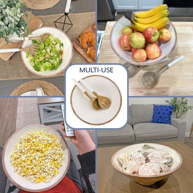 AuldHome Design Wooden Salad Bowl Set Large Serving Bowl w/ Utensils; Salad Serving Set in Mango Wood