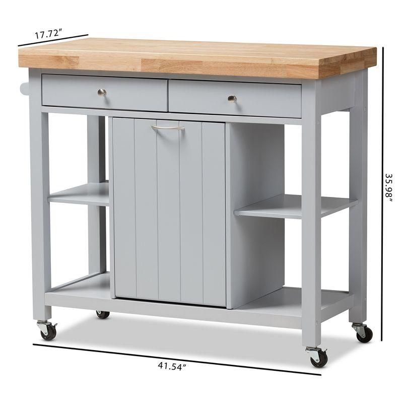 Hayward Kitchen Cart: Storage, Prep Station, Pull-Out Trash - Baxton Studio