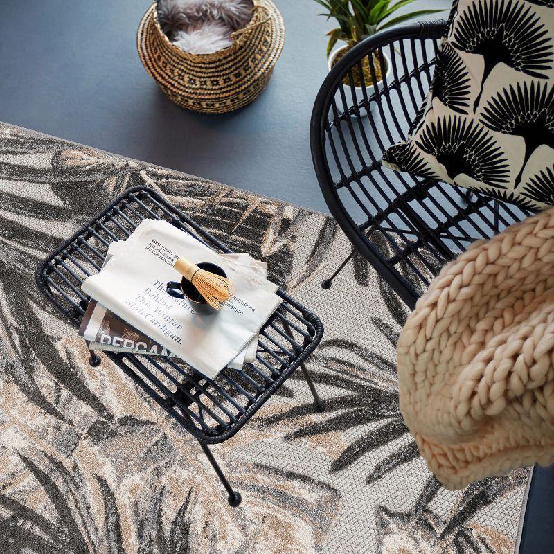 World Rug Gallery Floral Leaves Indoor/Outdoor Area Rug - Gray 7'10" x 10':  Weather-Resistant,  Low Pile,  Patio Rug