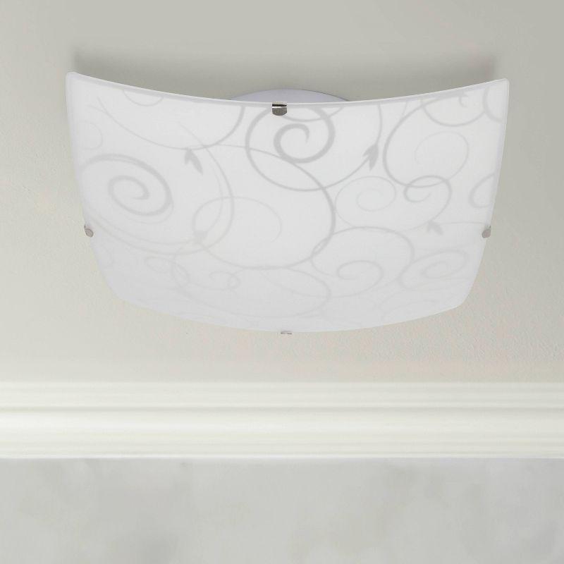 Flushmount Ceiling Light with Scroll Swirl Design White - Simple Designs