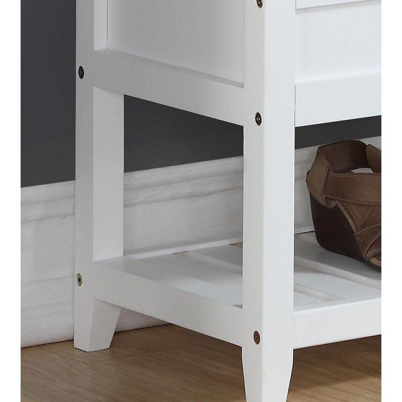 Roundhill Furniture Rouen Seating Bench with Shoe Storage, Clean White