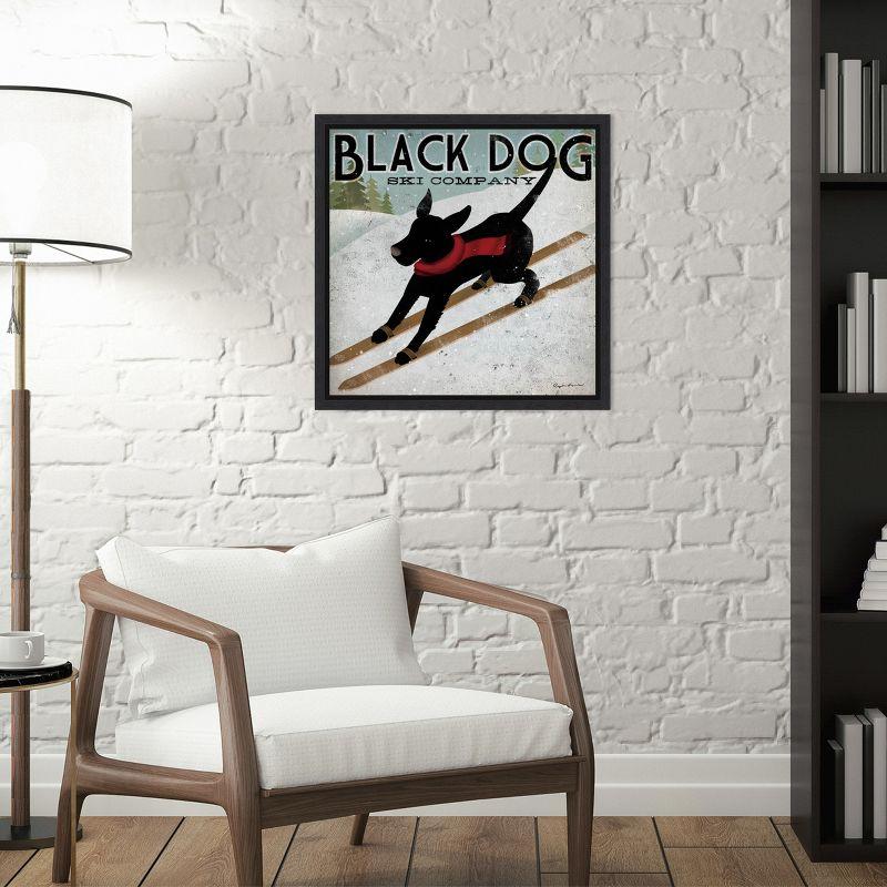 Amanti Art Black Dog Ski Co (square) by Ryan Fowler Canvas Wall Art Print Framed 16-in. x 16-in. in Sylvie Black
