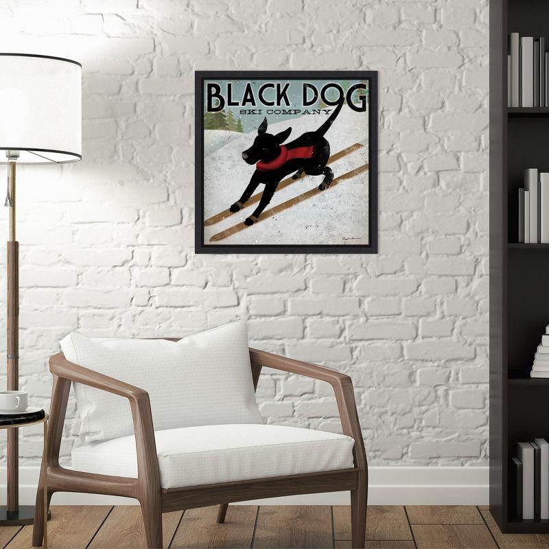 Amanti Art Black Dog Ski Co (square) by Ryan Fowler Framed Canvas Wall Art