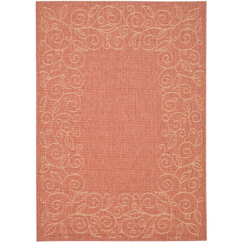 Terracotta and Beige Rectangular Synthetic Indoor/Outdoor Rug