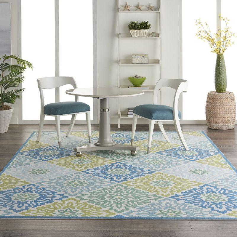 Waverly Sun & Shade "Sweet Things" Blue Indoor/Outdoor Area Rug by Nourison