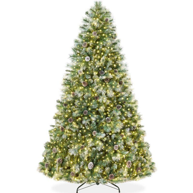 Best Choice Products 6ft Pre-Lit Frosted Scotch Pine Christmas Tree w/ 946 Branch Tips, 250 2-in-1 LED Lights