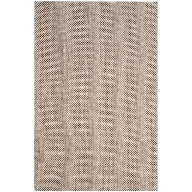 Beige and Brown Round Viscose Indoor/Outdoor Area Rug