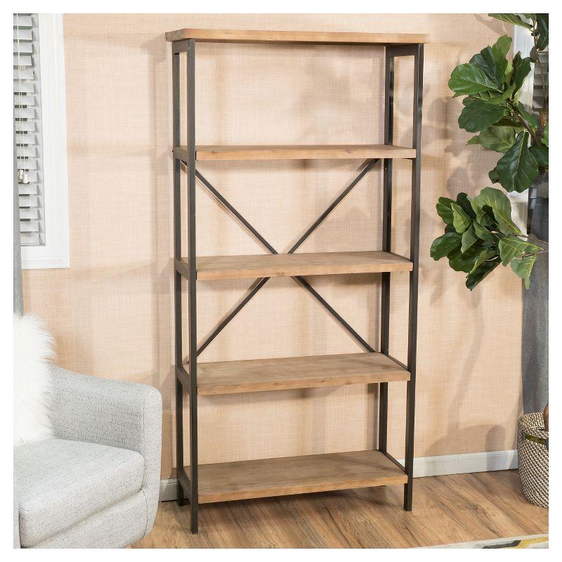 Christopher Knight Home Perth 68.5" 5-Shelf Industrial Bookcase Antique: Metal & Wood, 250lbs Capacity