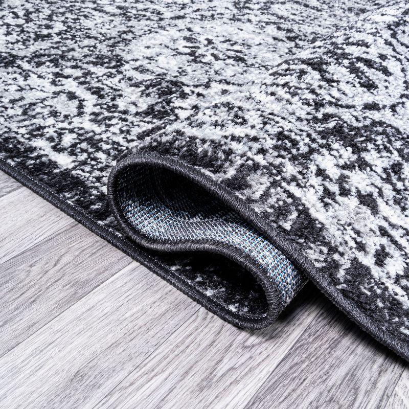 5' x 8' Modern Persian Boho Vintage Trellis Area Rug, Black/Ivory - JONATHAN Y