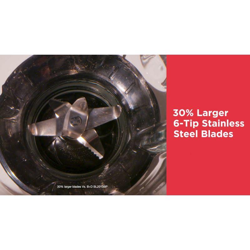 PowerXL BLACK+DECKER Ice Crush Blender With 56 Ounce (7 Cup) Perfectpour Plastic Jar, Powerful 6-Tip Stainless Steel Blade, 8-Speeds Plus Pulse, 750 Peak Watts Of Power