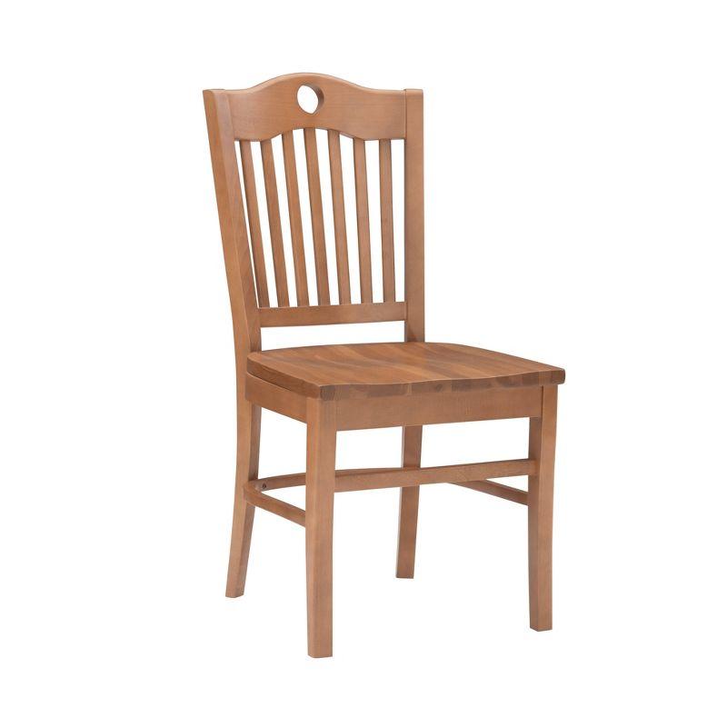 Set of 2 Timeless Brown Beechwood Slat-Back Dining Chairs