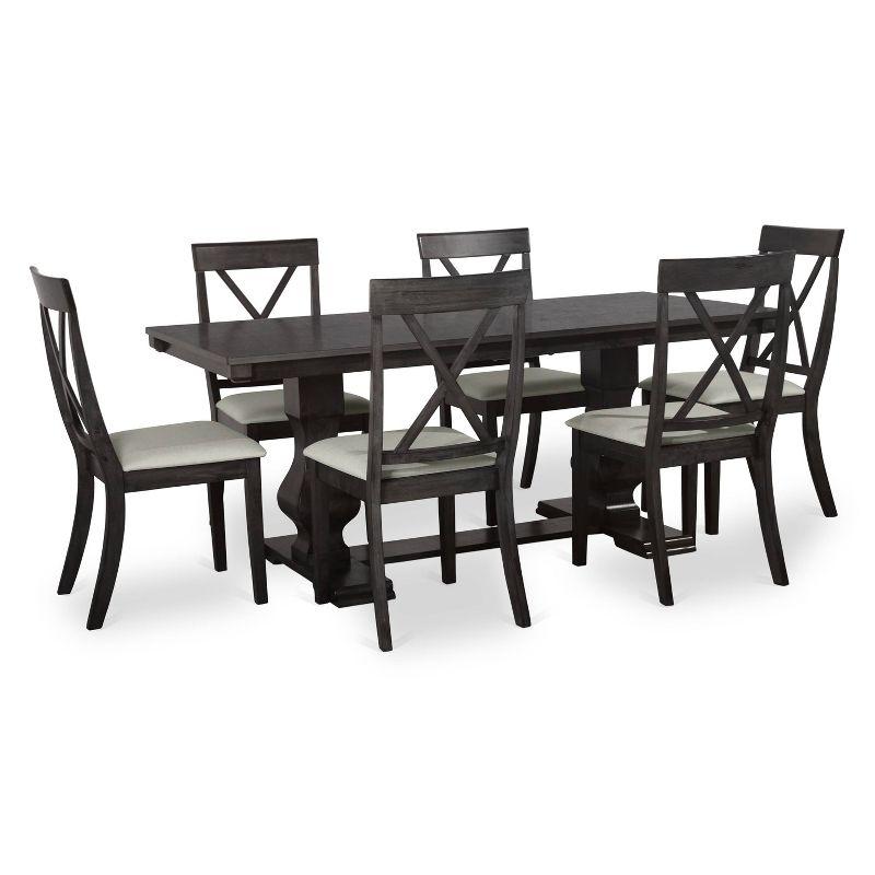 Millville 7-Piece Dark Wood and Upholstered Dining Set