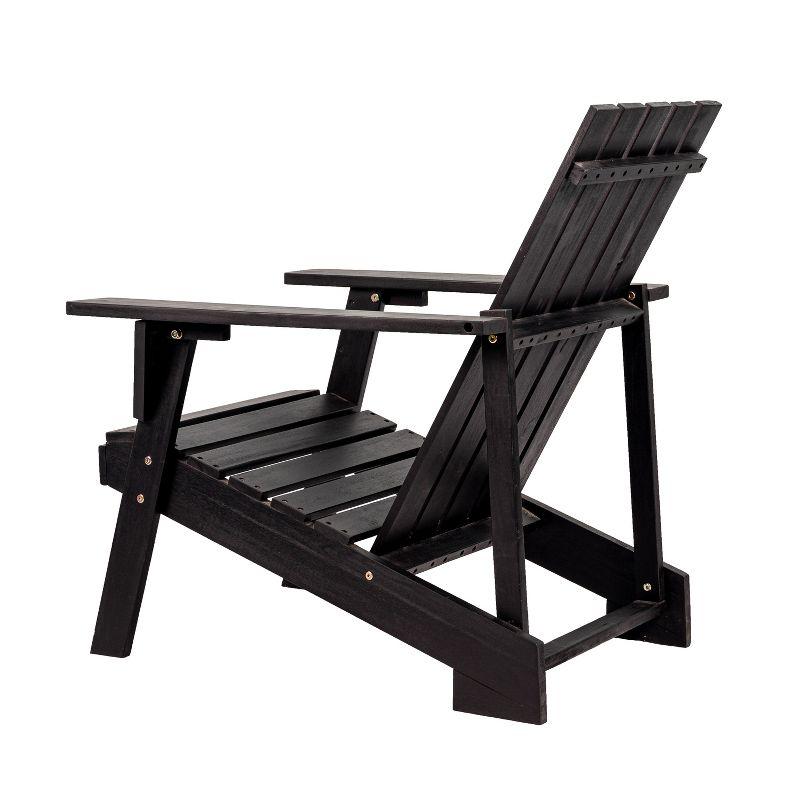 Modern Black Acacia Wood Adirondack Chair with Arms