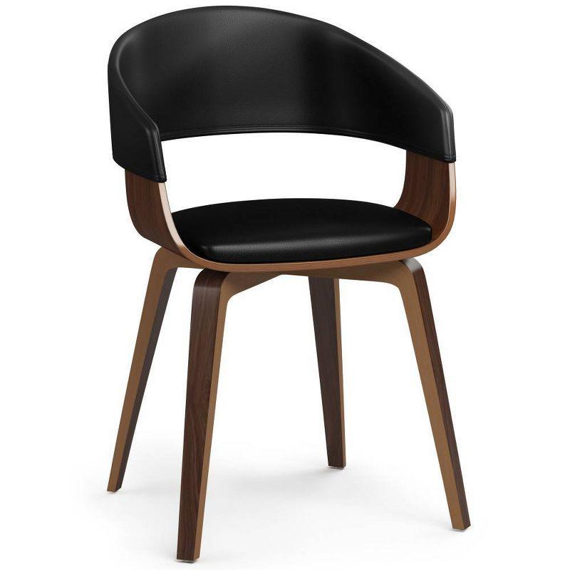 Simpli Home Lowell Bentwood Upholstered Dining Chair with Curved Backrest in Mid-Century Modern Style