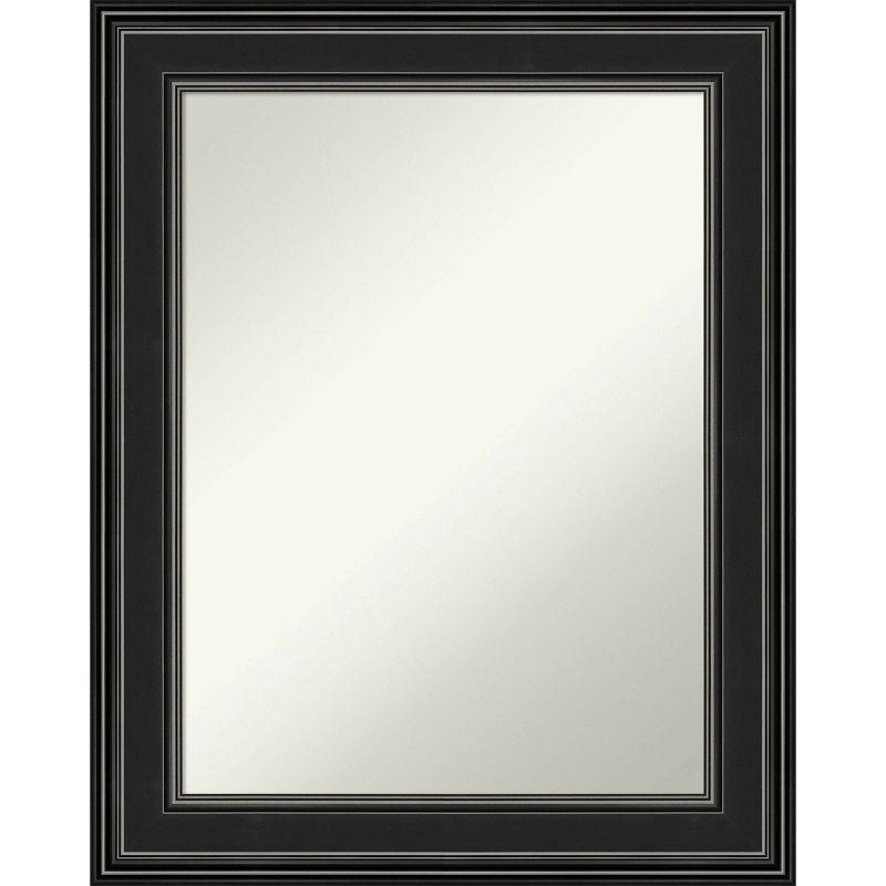 24" x 30" Non-Beveled Ridge Black Bathroom Wall Mirror - Amanti Art: Rectangle, Polystyrene Frame, Wall Mounted